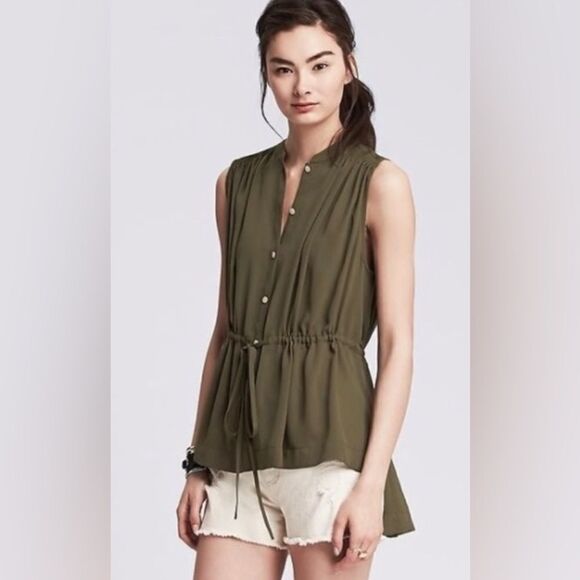 Banana Republic Army Green Blouse XS - Picture 1 of 6